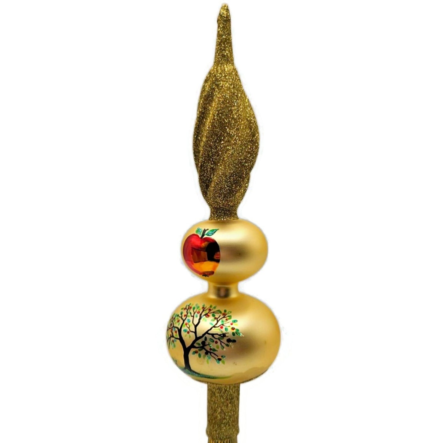 Patricia Breen Orchard Finial Glittered Leaves Apple Christmas Tree Topper 9794