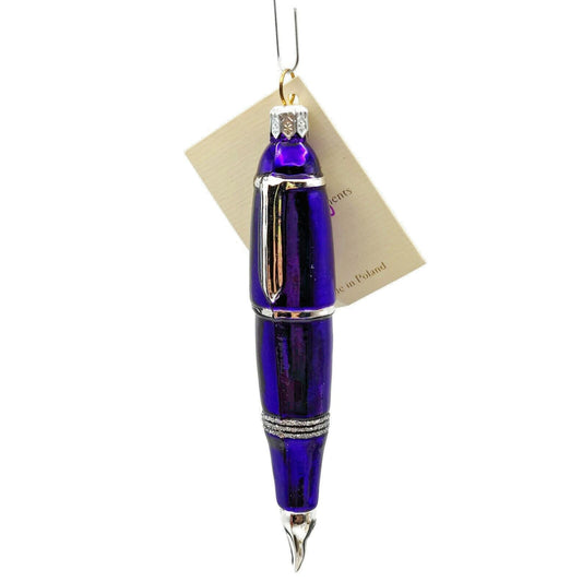 Patricia Breen Pen Purple with Silver Glittered Christmas Holiday Tree Ornament
