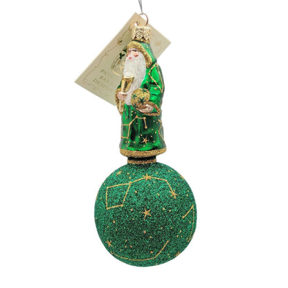 Patricia Breen Miniature Copernicus on Sphere Green Gold Christmas Tree Ornament