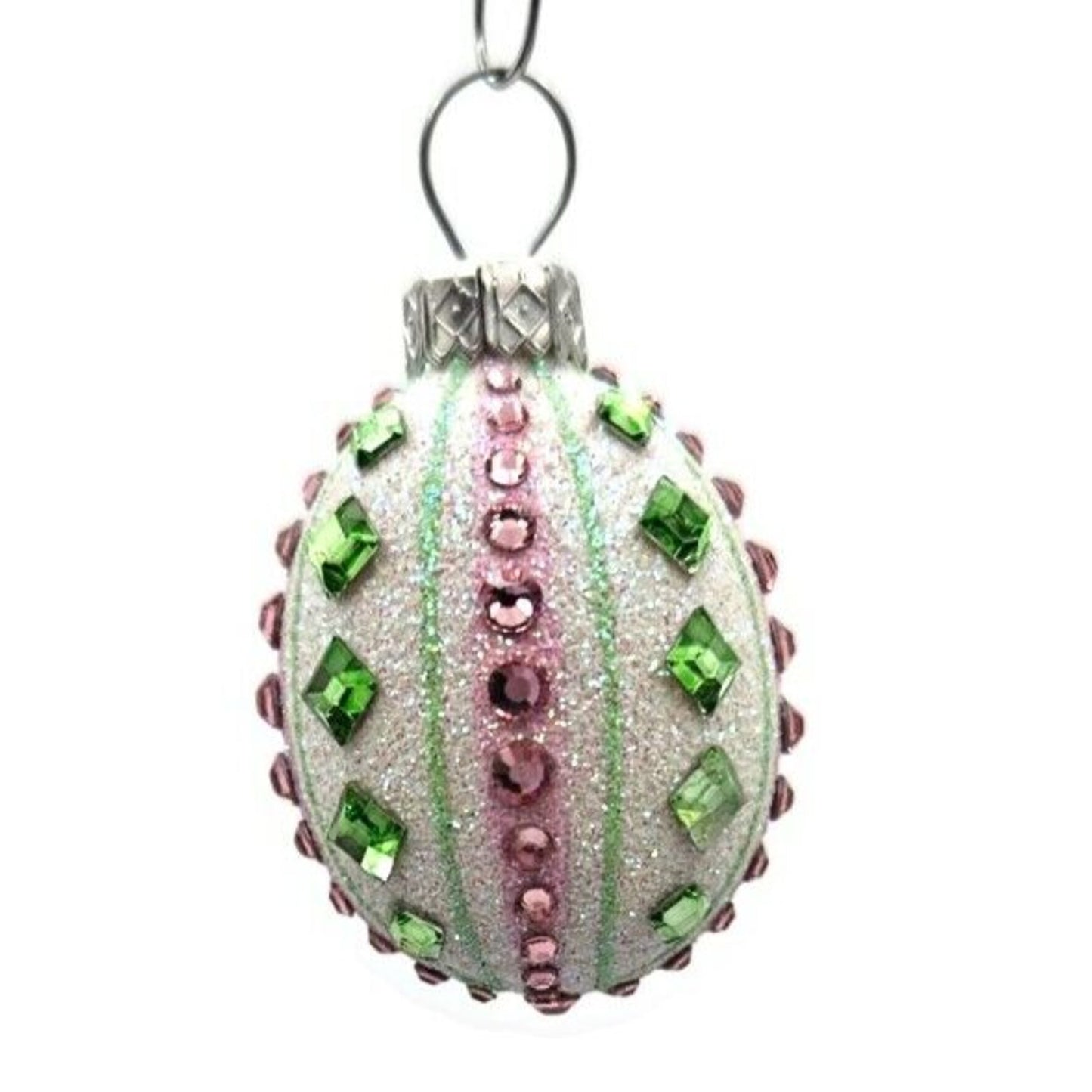 Ornament Patricia Breen Miniature Egg La Palette Vertical Pink Green Easter Tree