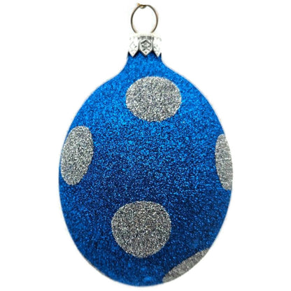 Patricia Breen Egg Blue Silver Polka Dot Easter Christmas Tree Ornament TCS