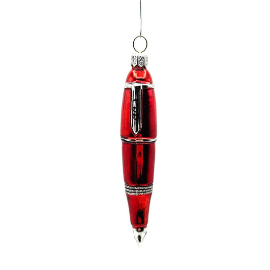 Patricia Breen Pen Red Letter Day Glittered Christmas Holiday Tree Ornament