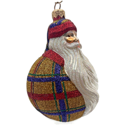 Patricia Breen Santa Du Monde Plaid Red Gold Christmas Tree Ornament CATZ
