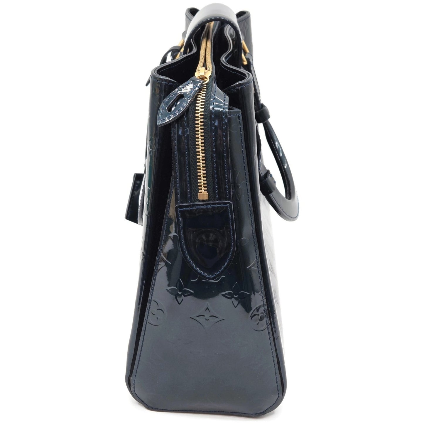 Louis Vuitton Melrose Avenue Monogram Vernis Bleu Nuit Bag Wallet Coin Pouch Set