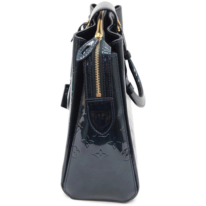 Louis Vuitton Melrose Avenue Monogram Vernis Bleu Nuit Bag Wallet Coin Pouch Set