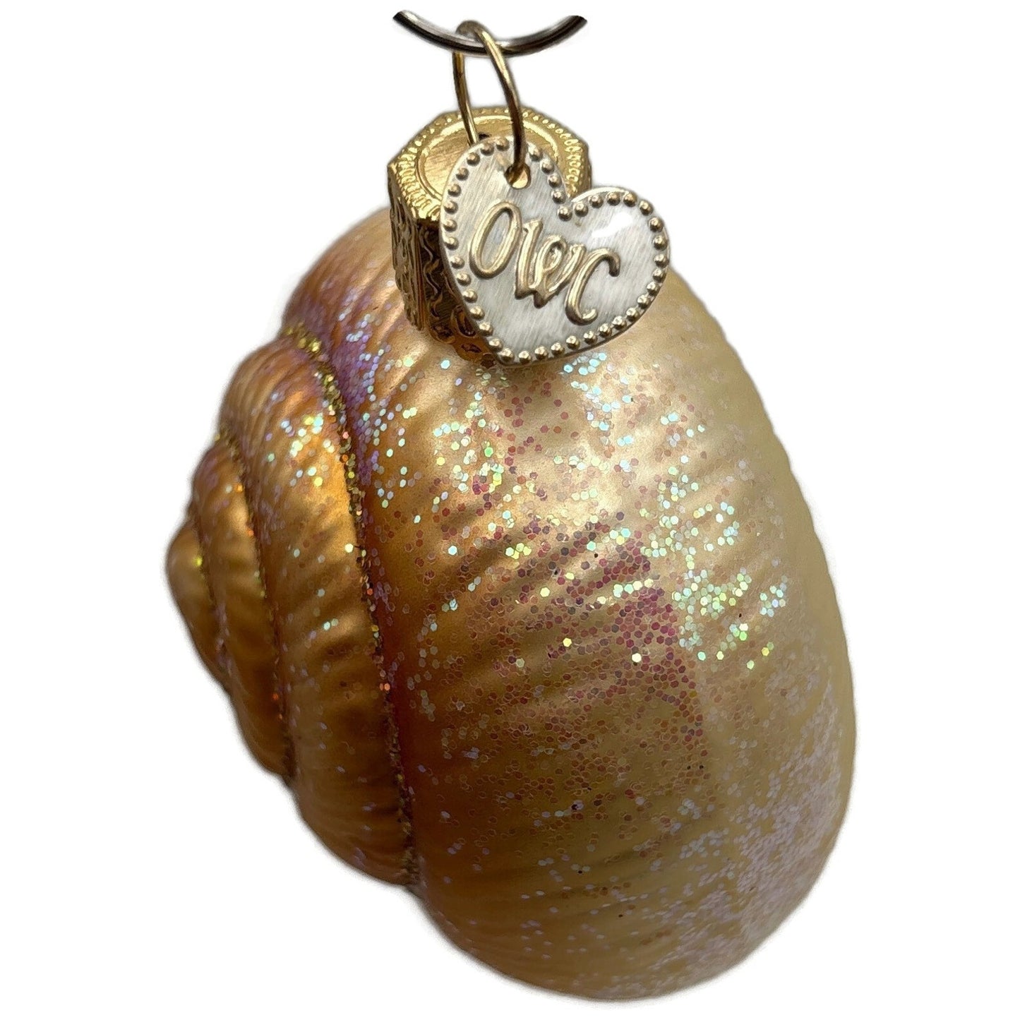 Spiral Shell Gold Glitter Ornament Blown Glass Merck Family Old World Christmas