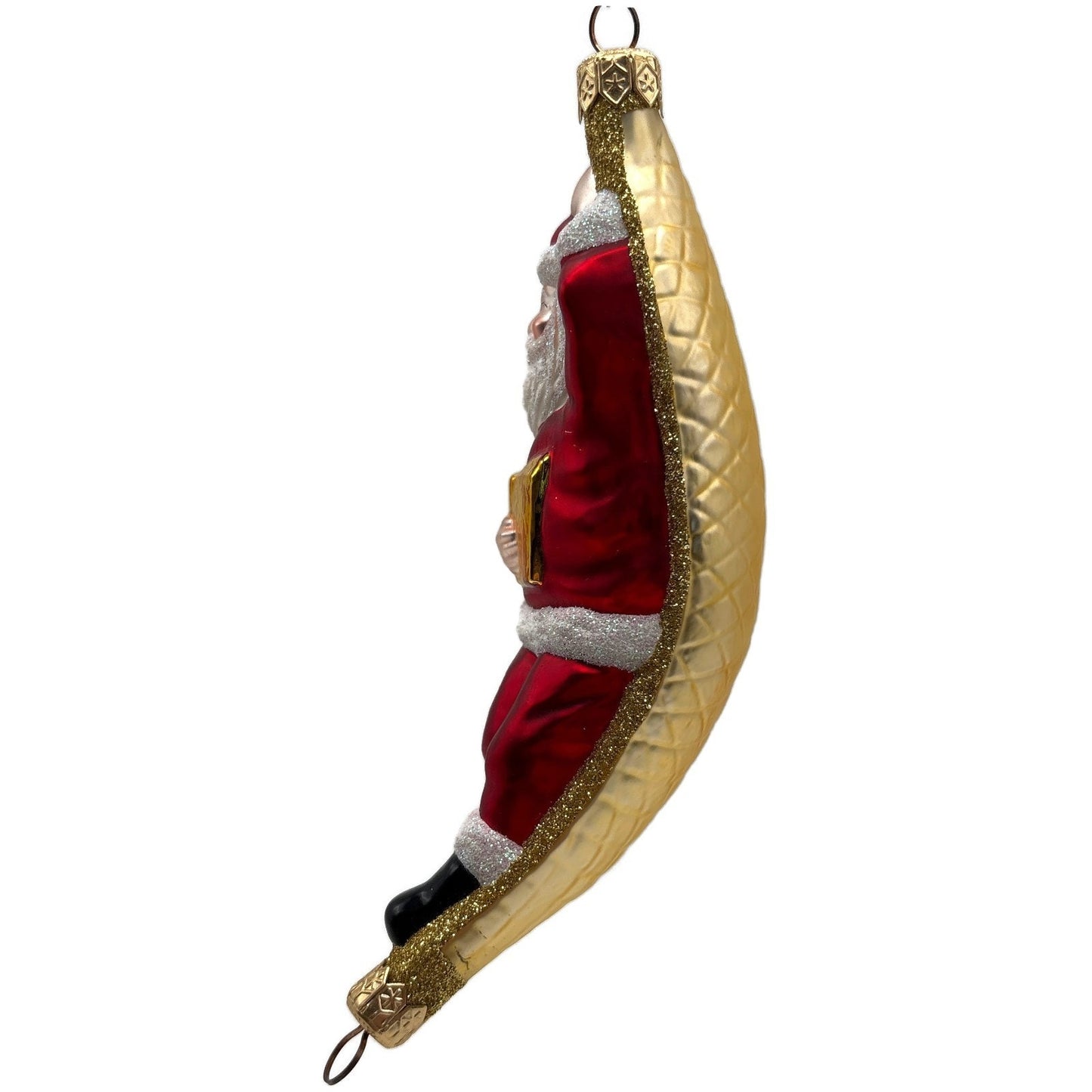 Patricia Breen A Respite for Santa Red Gold Squares Christmas Tree Ornament