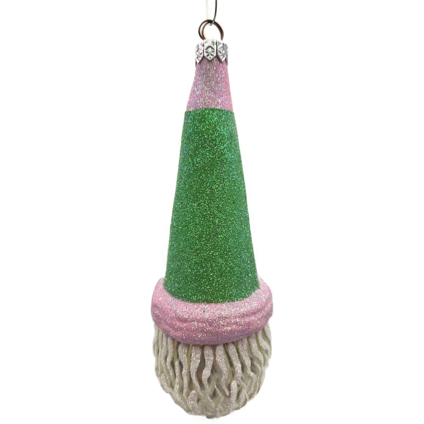 Patricia Breen Wink of His Eye Pink Green Santa Claus Head Christmas Ornament
