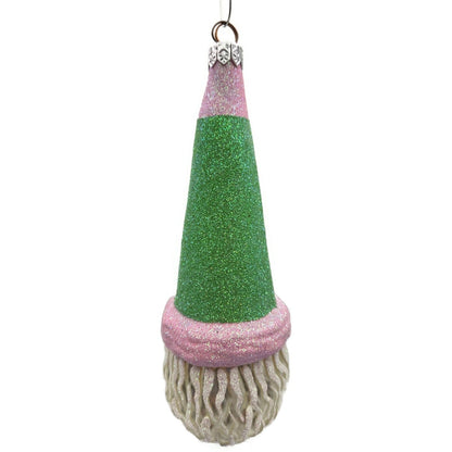 Patricia Breen Wink of His Eye Pink Green Santa Claus Head Christmas Ornament