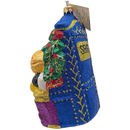 Larry Fraga I'm On The List Santa Claus Glitter Glass Christmas Tree Ornament