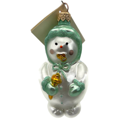 Patricia Breen Snowbaby Green Snowflakes Snowman White Christmas Tree Ornament