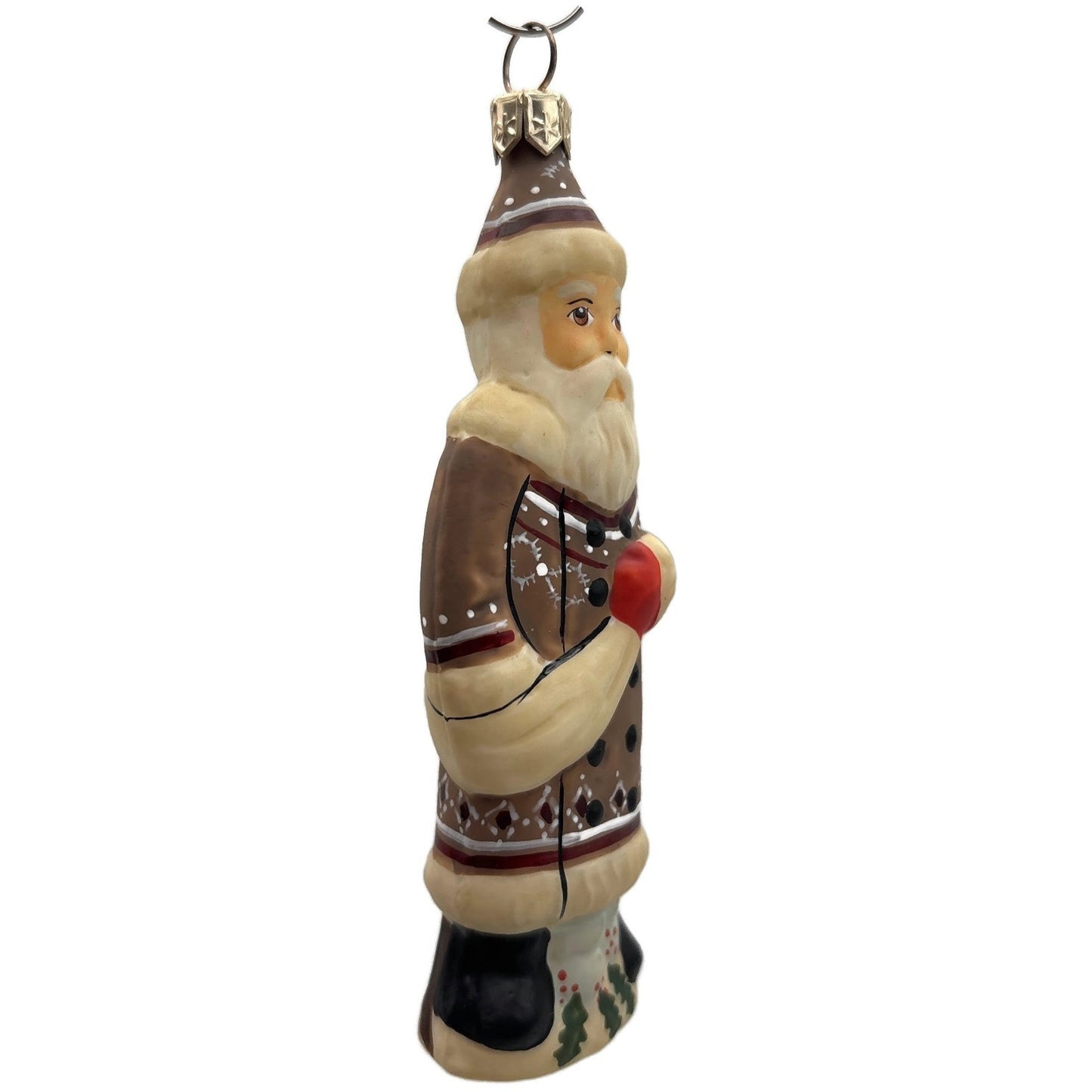 Vaillancourt Folk Art Brown Father Santa Claus Christmas Tree Ornament