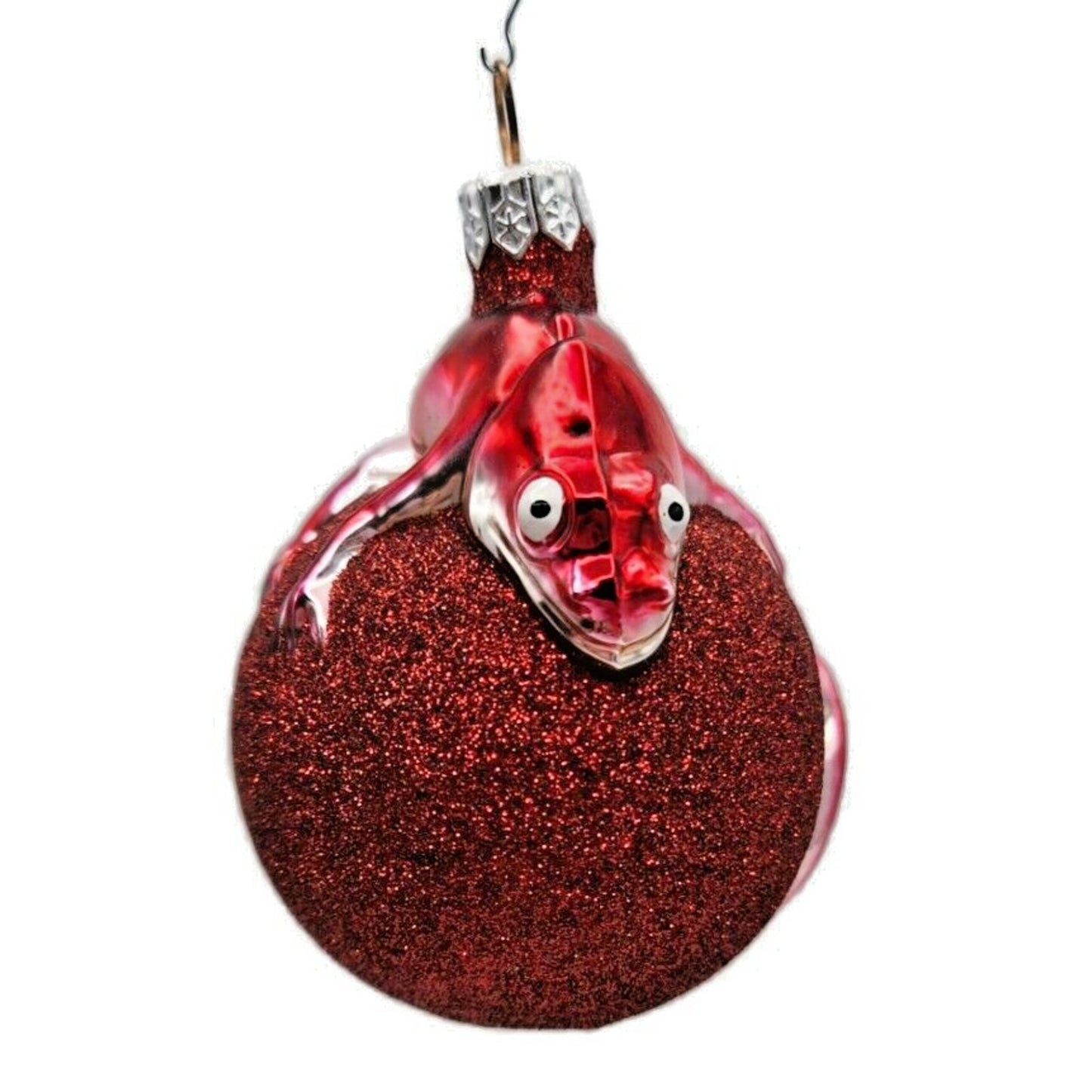 Ornament Patricia Breen Chameleon Red Glitter Blown Glass Christmas Holiday Tree