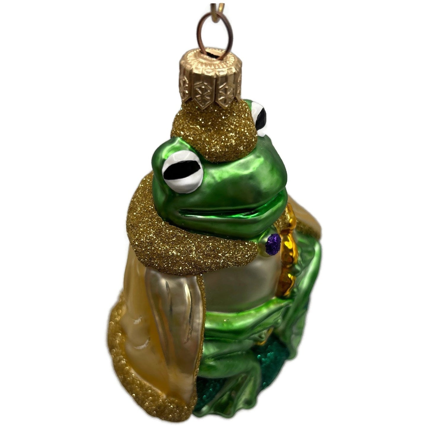 Patricia Breen Frog King Gold Glitter Green Animal Christmas Tree Ornament