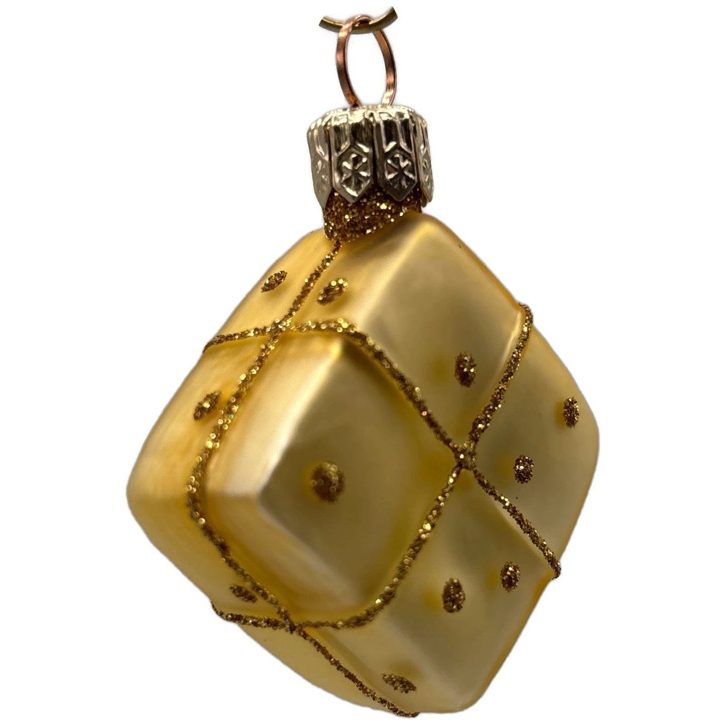 Patricia Breen Beribboned Present Gold Polka Dots Gift Christmas Tree Ornament