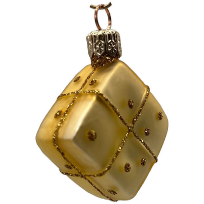Patricia Breen Beribboned Present Gold Polka Dots Gift Christmas Tree Ornament