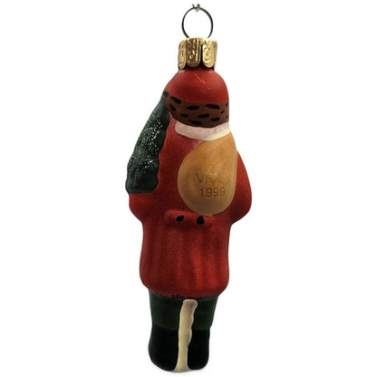 Vaillancourt Mini Red Father Christmas With Tree Glass Holiday Ornament