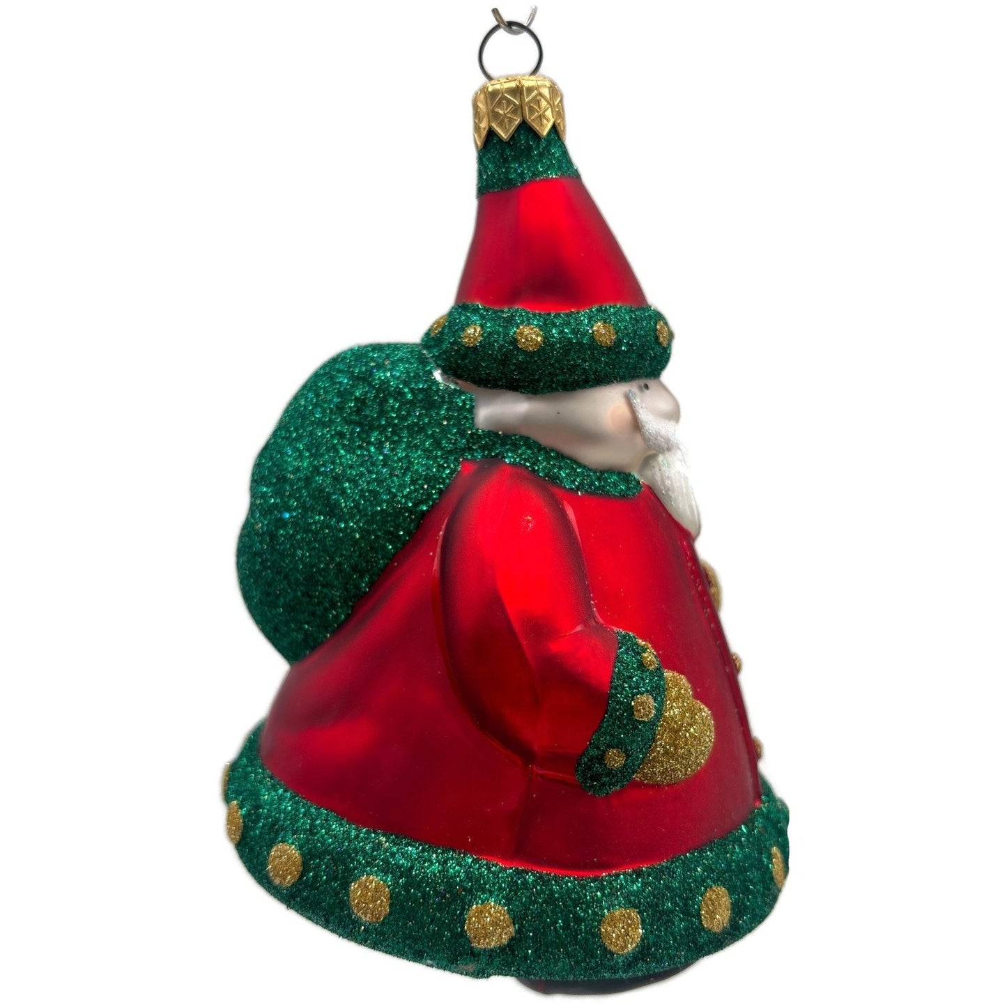 Patricia Breen Santa Delivers Gold Dotted Green Red Christmas Tree Ornament NM