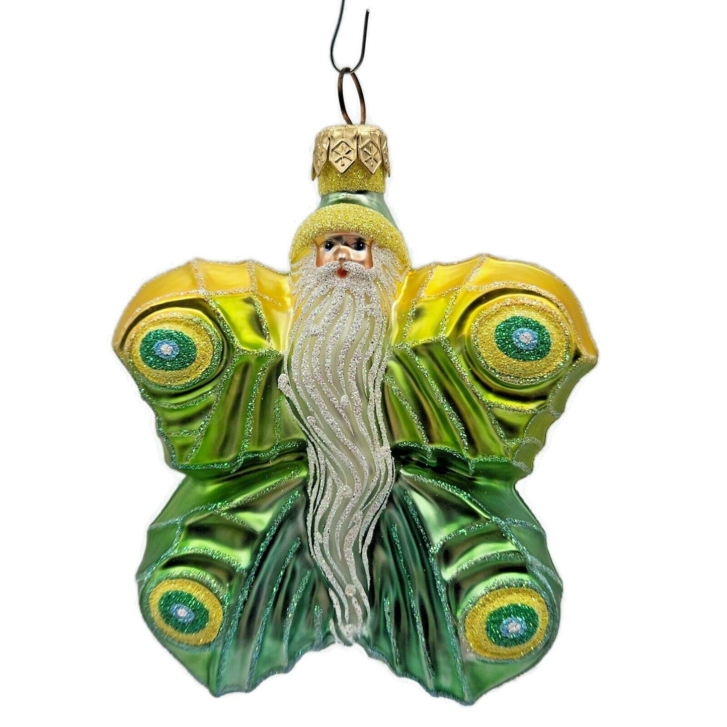 Patricia Breen Flutterby Santa Claus Yellow Green Spring Christmas Tree Ornament