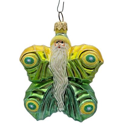 Patricia Breen Flutterby Santa Claus Yellow Green Spring Christmas Tree Ornament