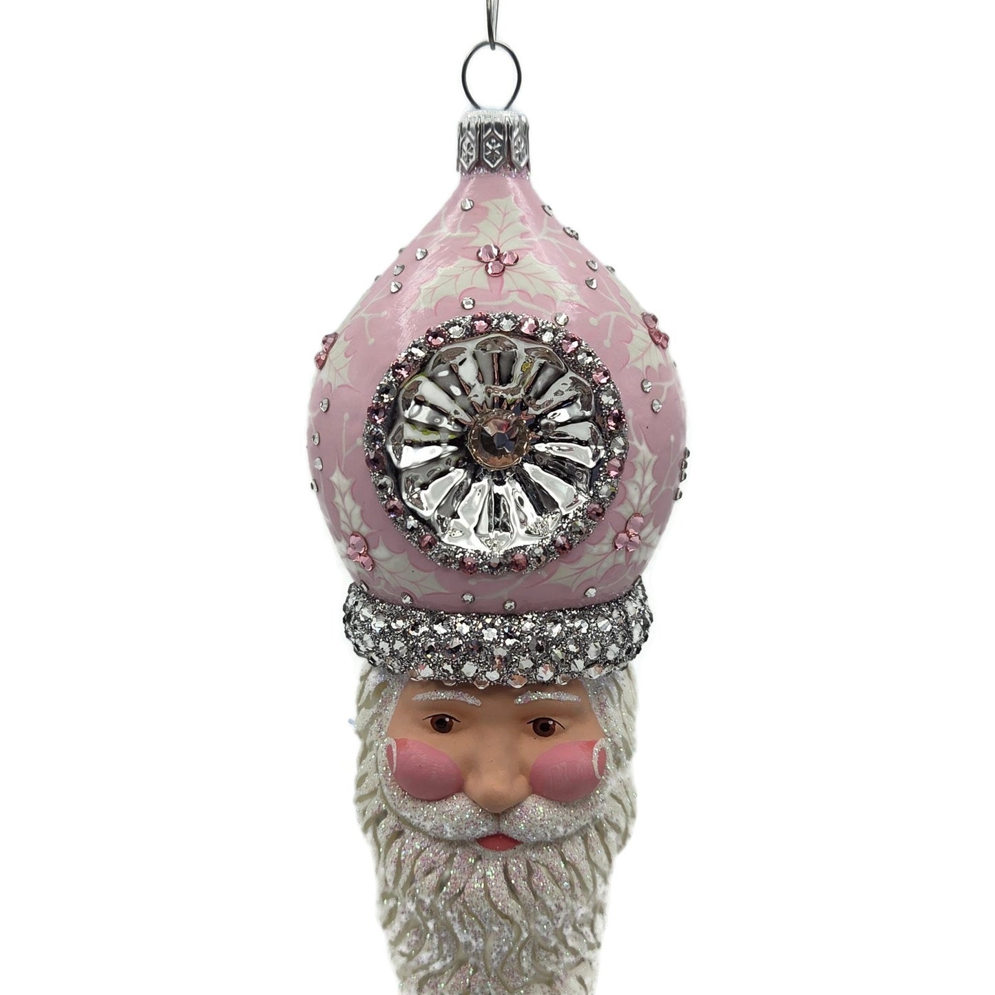 Patricia Breen Vendome Claus Pink White Reflector Christmas Ornament CATZ Rare