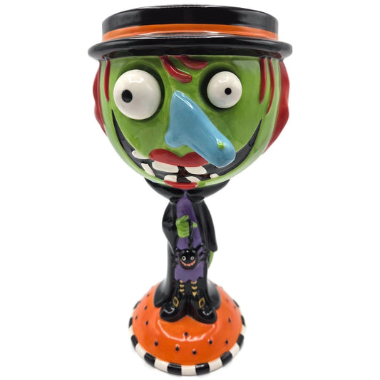 Department 56 Halloween Google Eye Goblet Witch Glass Candy Dish Party Decor