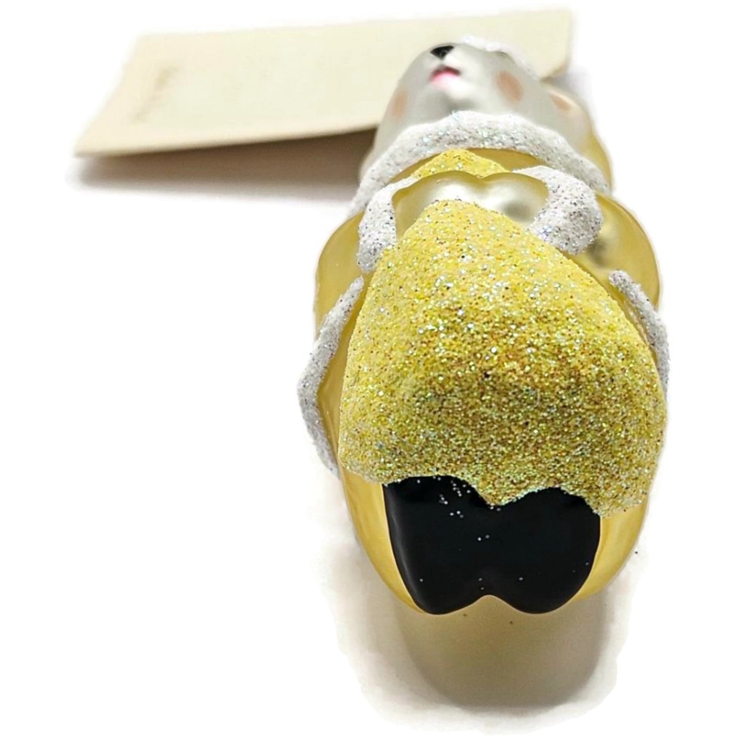 Patricia Breen Festive Mouse Yellow Hand Blown Glass Christmas Tree Ornament