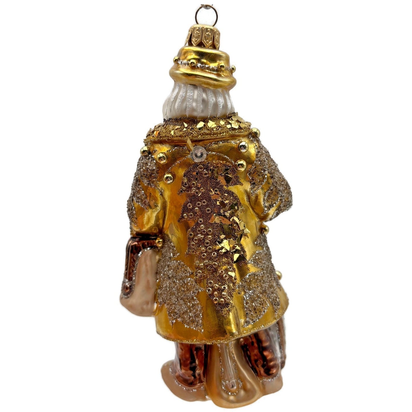 Heartfully Yours Old English Santa Claus Gold Jeweled Christmas Tree Ornament