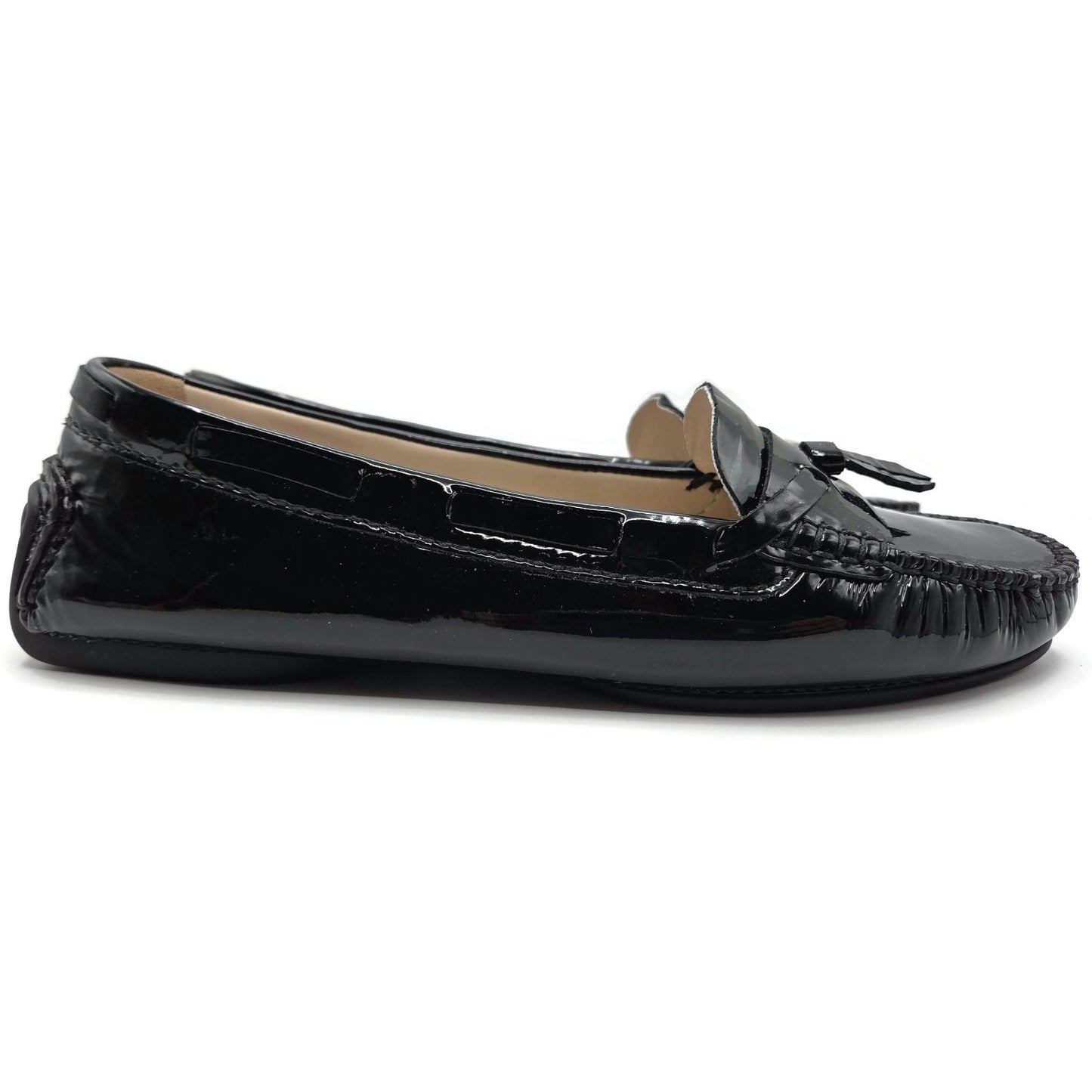 Chanel Black Patent Leather Moccasins Loafers Womens EU 40 / US 10B + Dust Bags