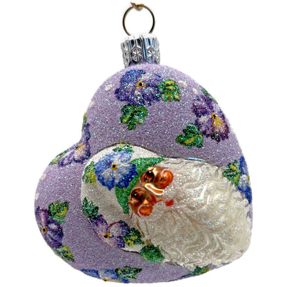 Patricia Breen Never Forget Pansies Lavender Heart Santa Christmas Ornament