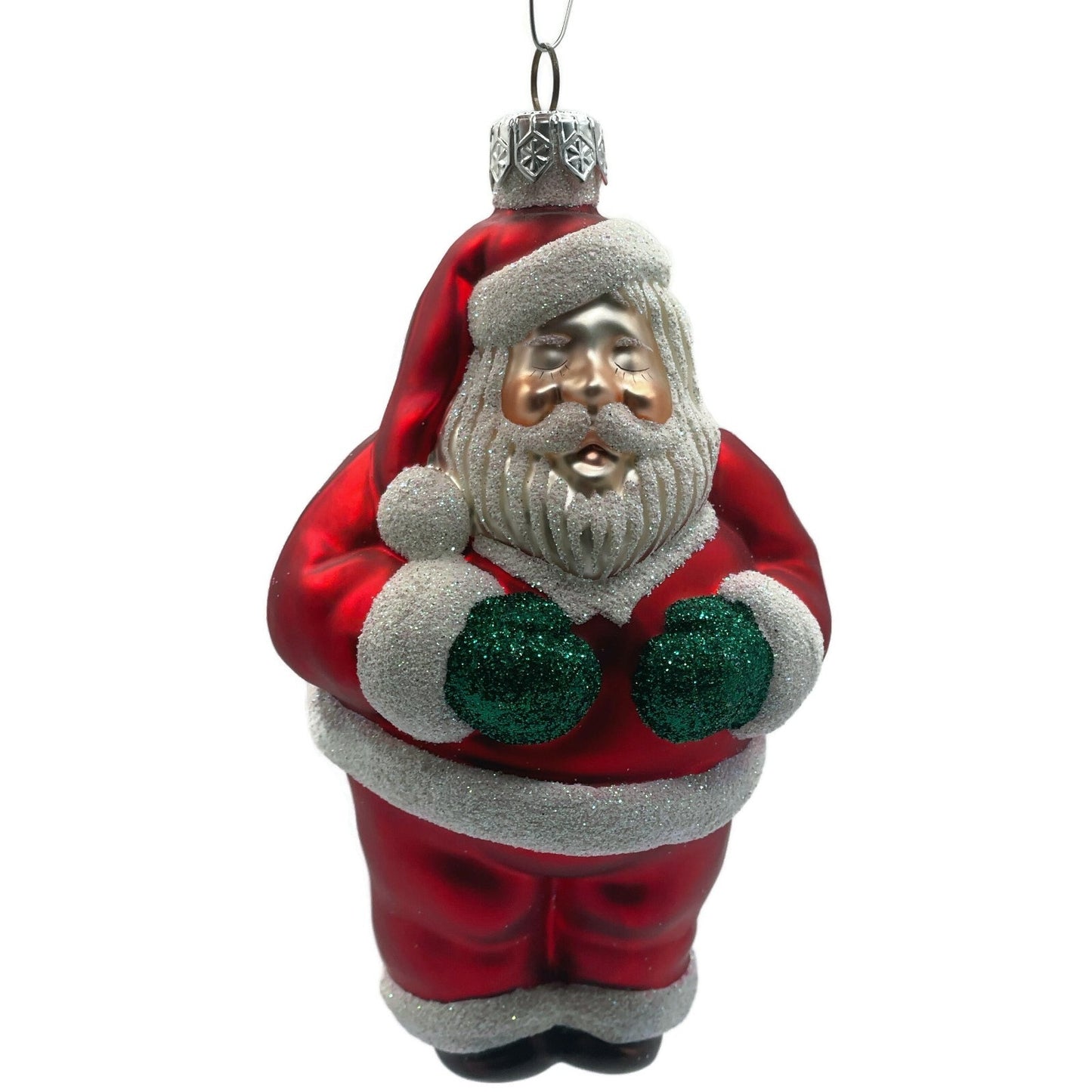 Patricia Breen Ho Ho Ho Santa Claus Red White Matte Christmas Tree Ornament