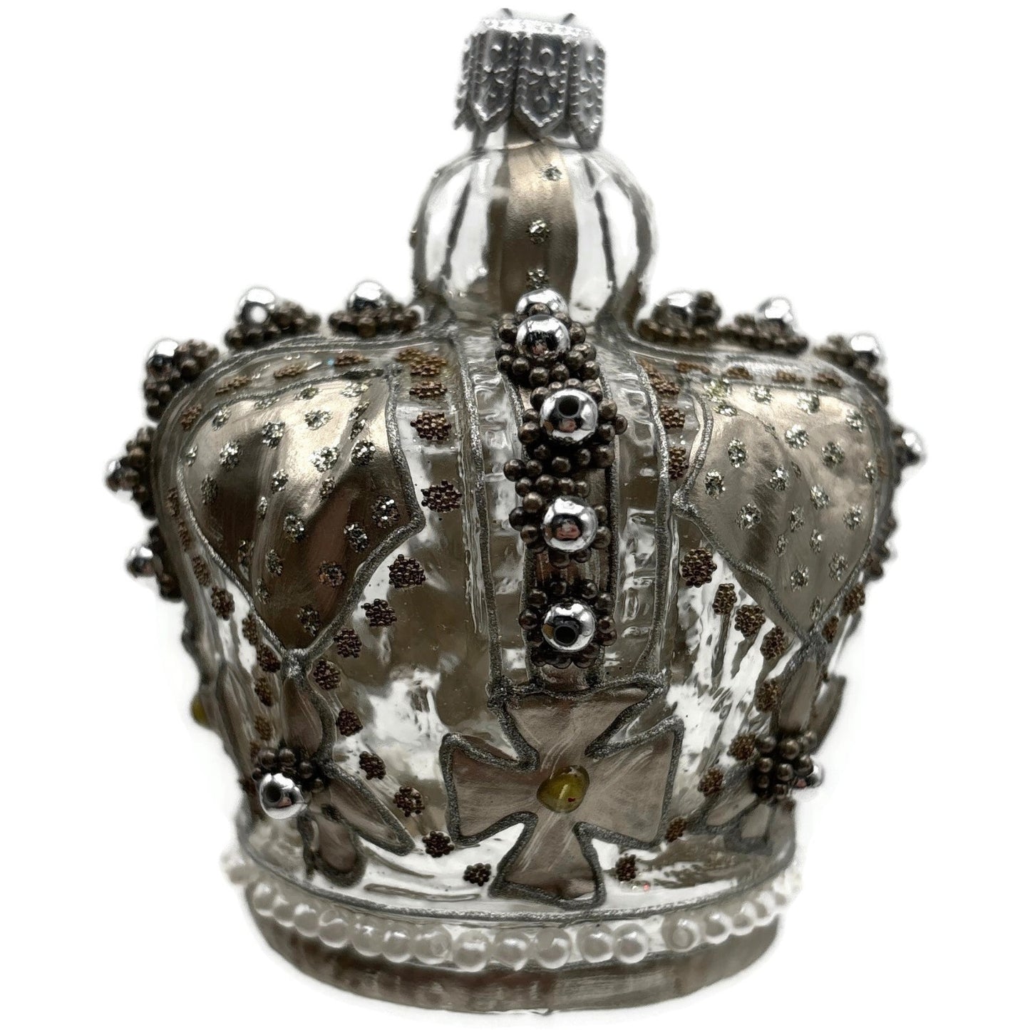 Nordstrom at Home Silver Jeweled Crown Hand Blown Glass Christmas Ornament