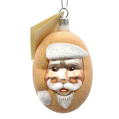 Patricia Breen Jelly Bean Santa Claus Peach Glittered Christmas Tree Ornament