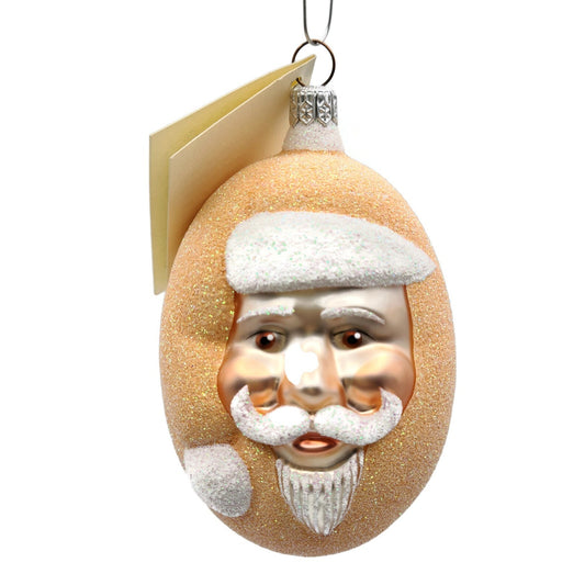 Patricia Breen Jelly Bean Santa Claus Peach Glittered Christmas Tree Ornament