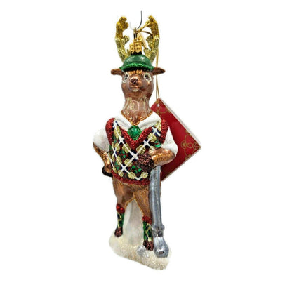 Juliska Country Estate Reindeer Games Comet Golf Club Glass Christmas Ornament