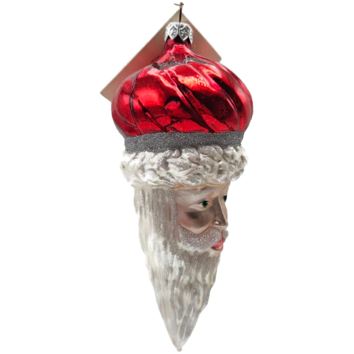 Patricia Breen Minsk Santa Red Shiny Santa Head Christmas Tree Ornament