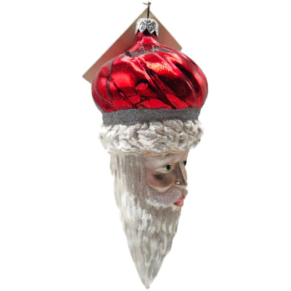 Patricia Breen Minsk Santa Red Shiny Santa Head Christmas Tree Ornament