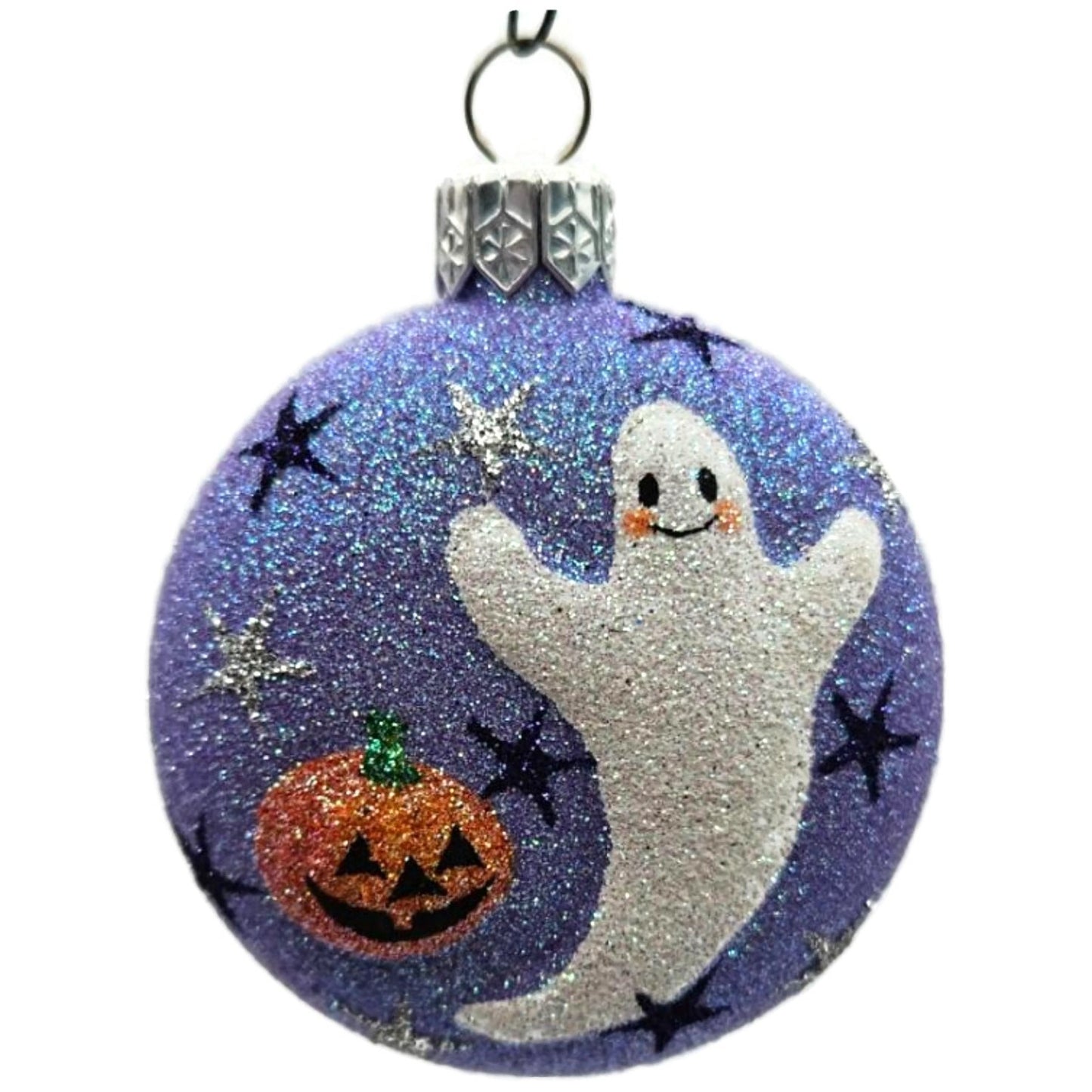 Patricia Breen Ghostly Medallion Violet Pumpkin Stars Halloween Ornament 2226