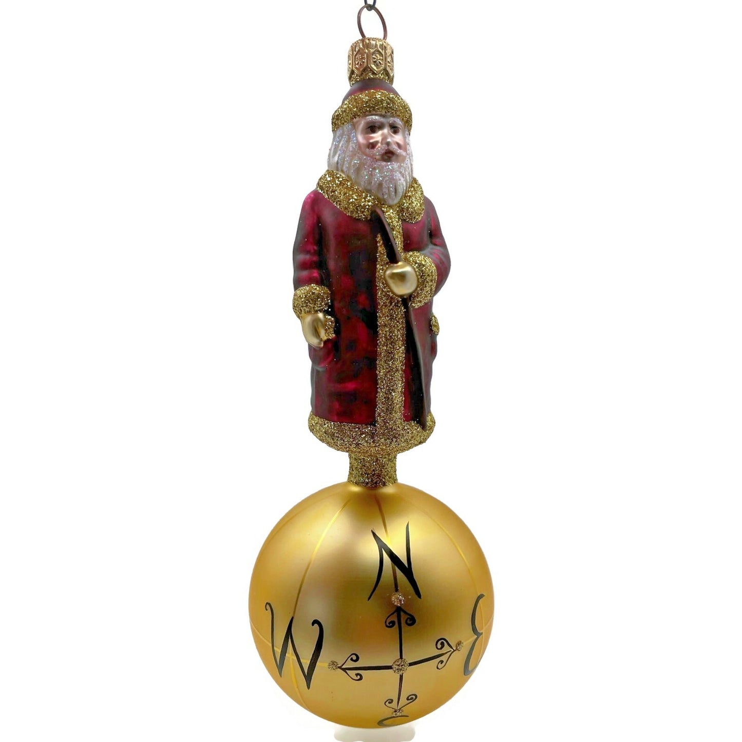 Patricia Breen Sojourning Santa Claus Bordeaux Traveling Christmas Tree Ornament