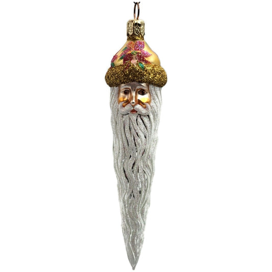 Patricia Breen Santa Icicle Beard Poinsettia Gold Hat Floral Christmas Ornament