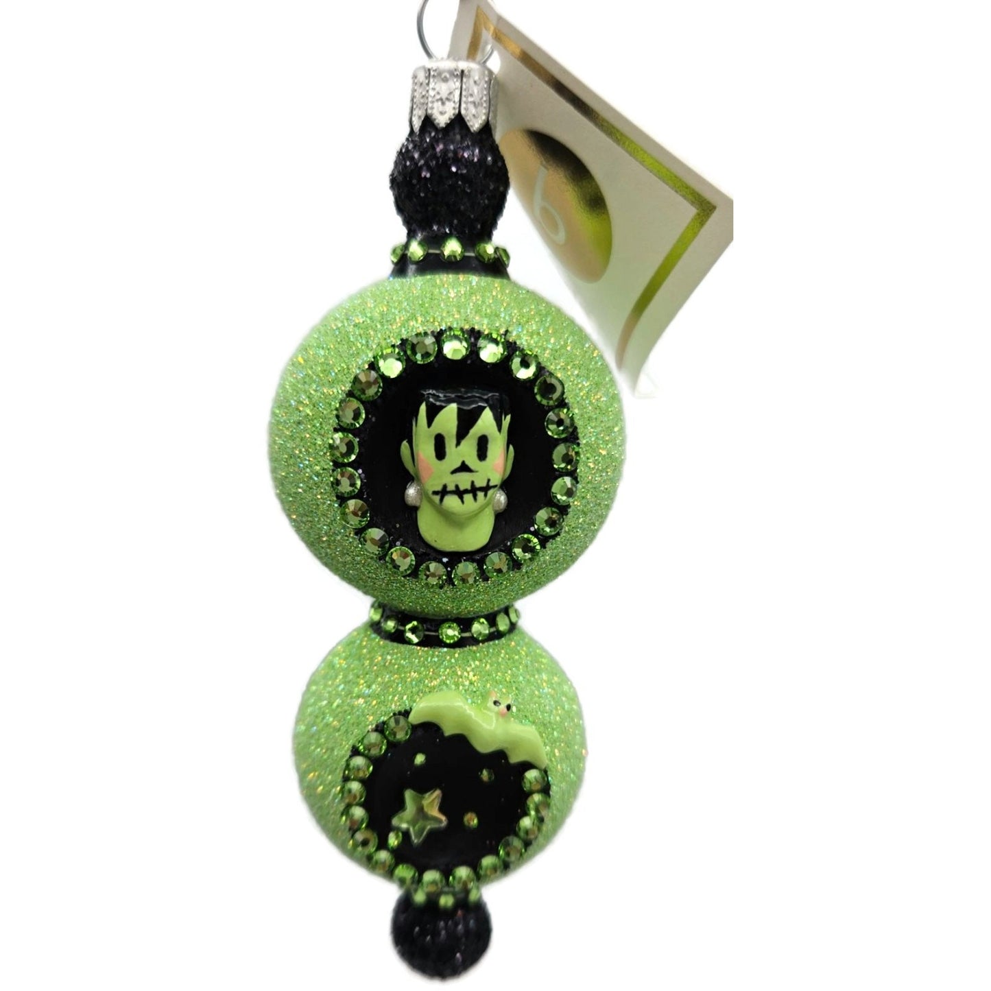 Patricia Breen Joyeux Frankenstein Green Double Reflector Halloween Ornament