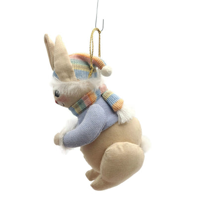 Gladys Boalt Rabbit Blue Muffler Sweater Handmade Fabric Christmas Ornament