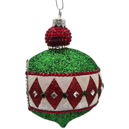 Patricia Breen Anniversary Reflector Green Glitter Chameleon Christmas Ornament