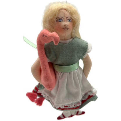 Gladys Boalt Alice With Flamingo Alice in Wonderland Christmas Ornament Signed