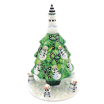 Patricia Breen Snowman Topiary Black White Free Standing Christmas Ornament