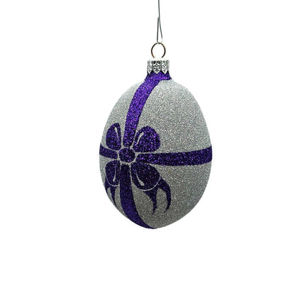 Patricia Breen Eggs Set of 3 Purple Blue Silver Easter Christmas Tree Ornament