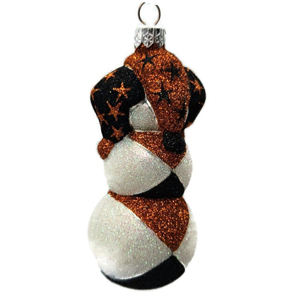 Patricia Breen Harlequin Snowman Orange Black Stars Halloween Ornament 2229