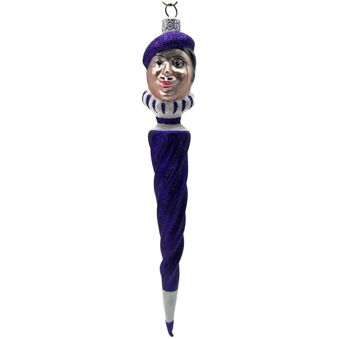 Patricia Breen French Twist Purple Glittered Stripes Monocle Christmas Ornament