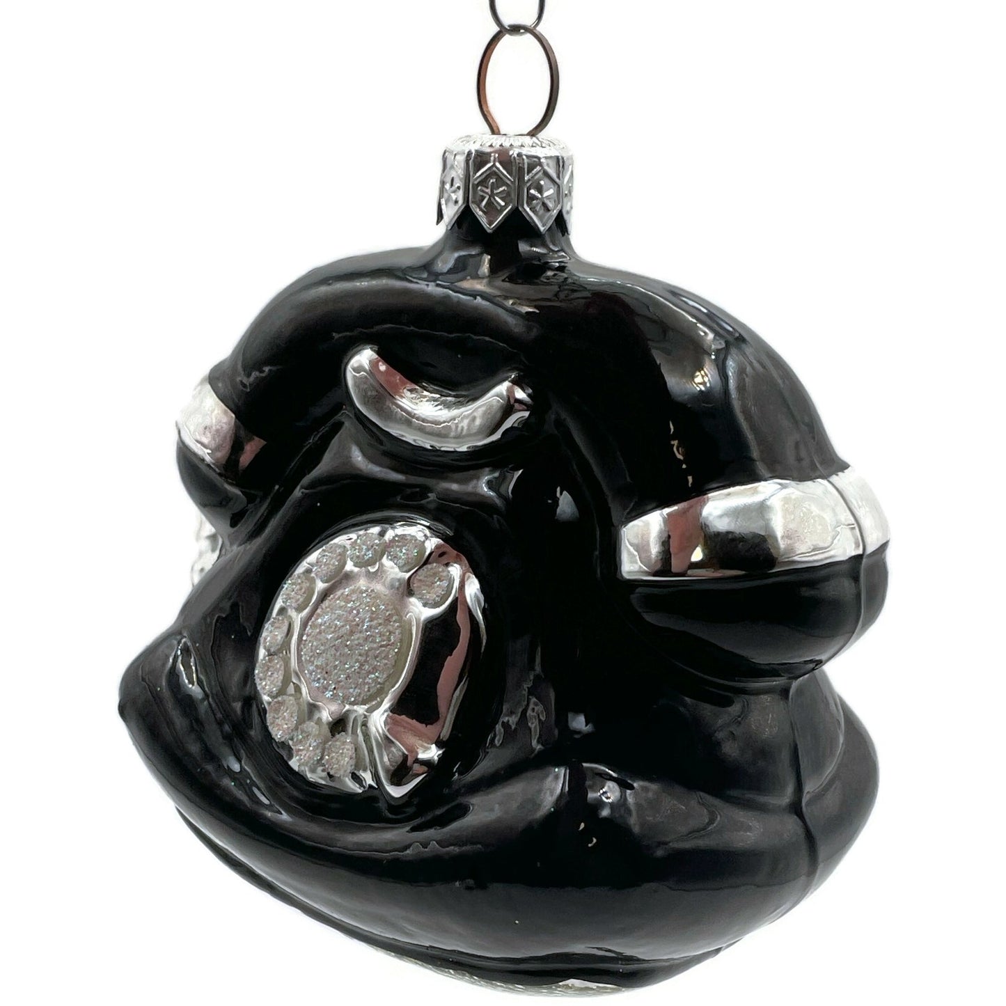 Patricia Breen Fine Phone Black Silver Trim Shiny Telephone Christmas Ornament
