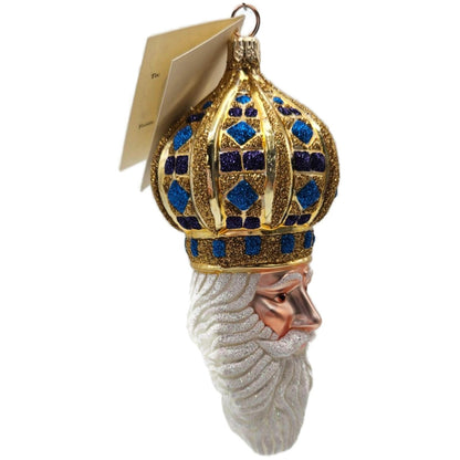 Patricia Breen Bijoux Noel Gold Blue Santa Claus Christmas Tree Ornament